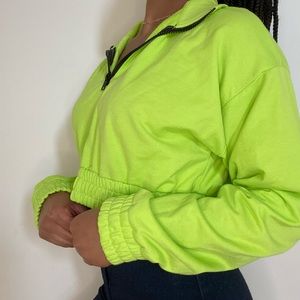 neon lime half zip up sweatshirt
